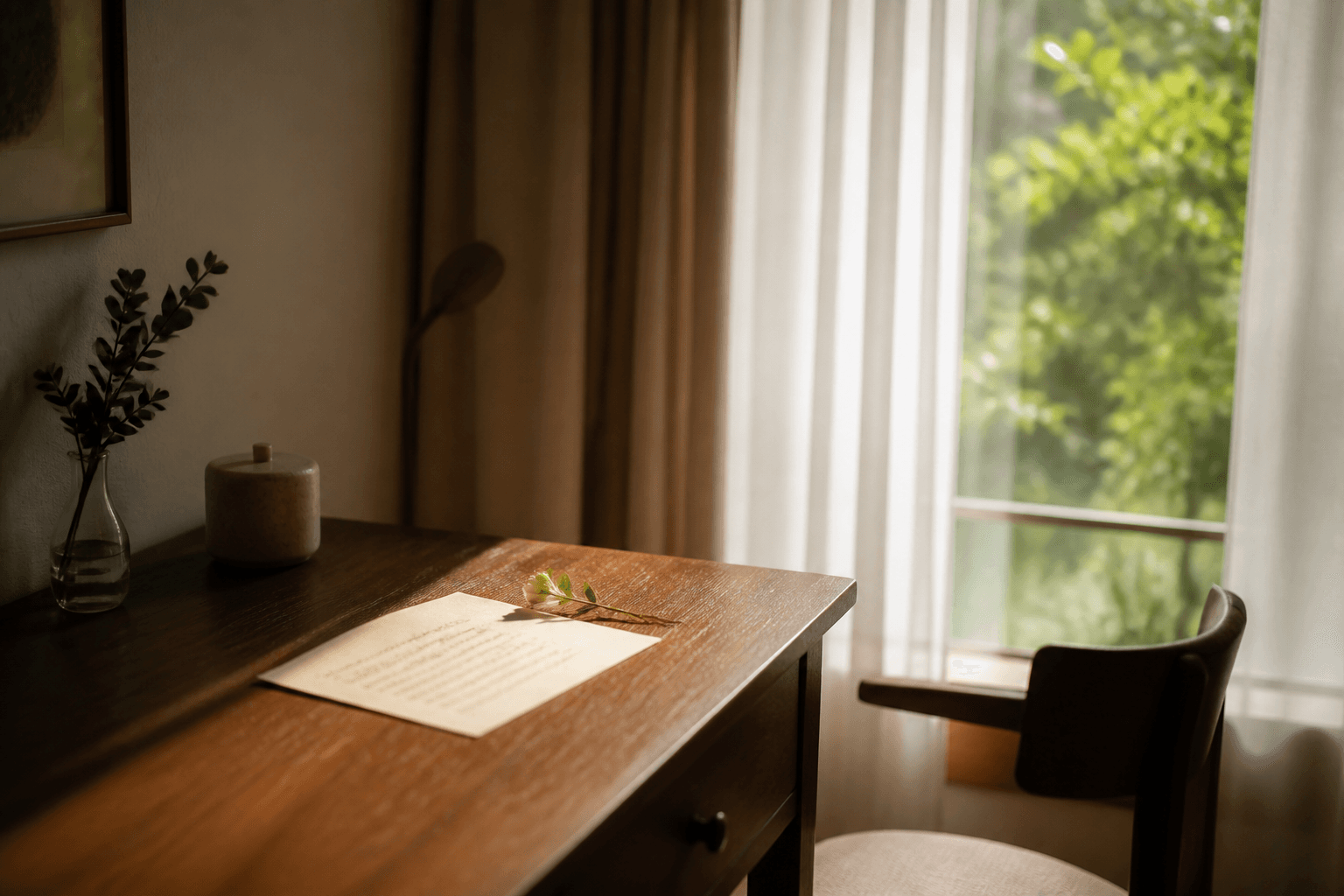 A quiet note held by the window until the moment is right